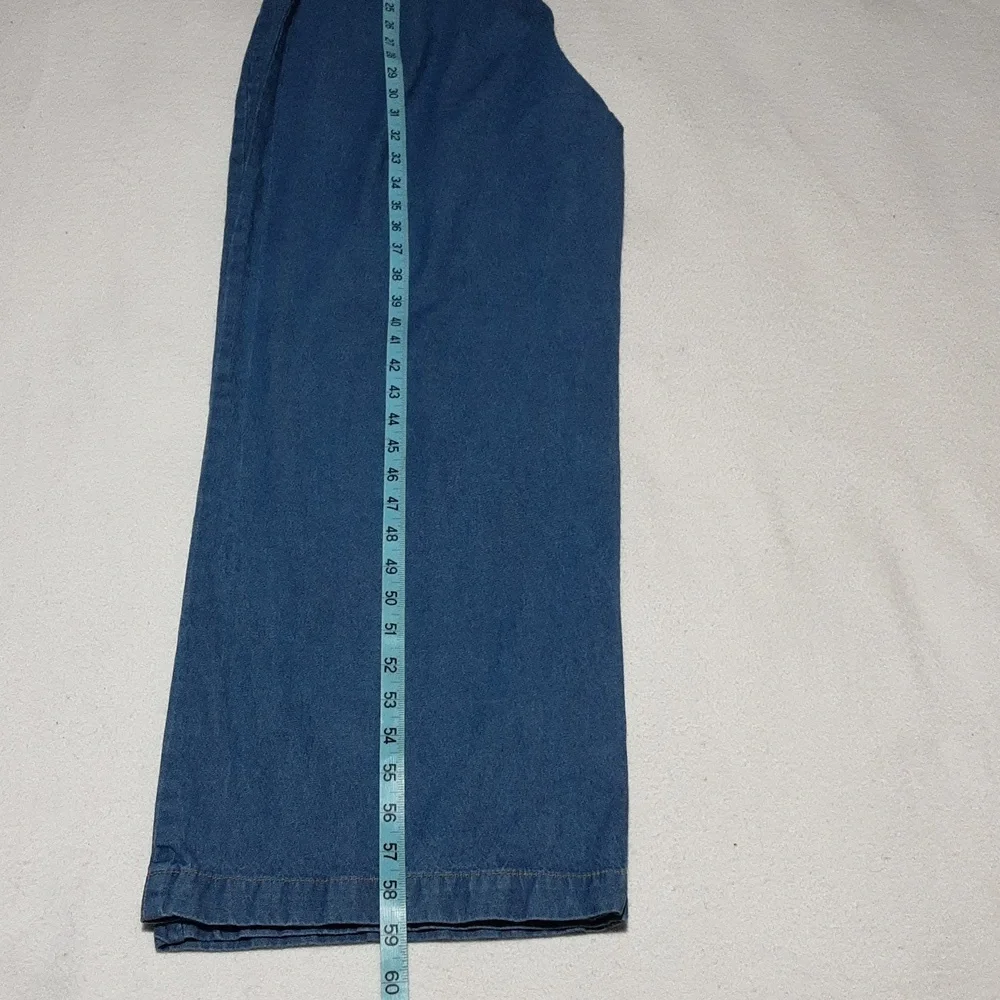 Sincerely Jules 100 % Cotton Women's Blue Denim Jumsuit Size L. Missing Belt.